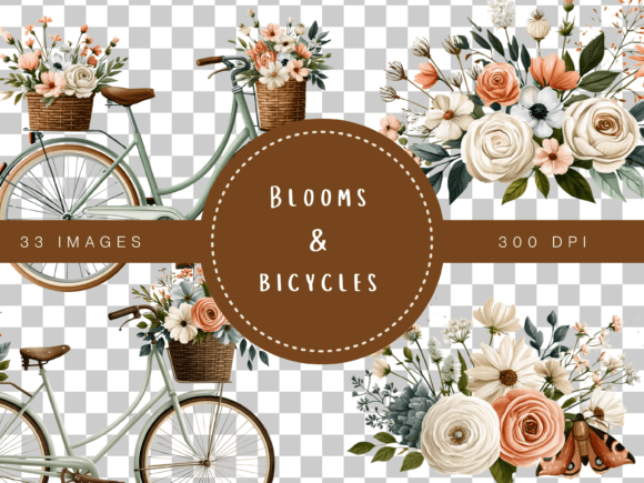 Download Blooms &amp; Bicycles Vintage Floral Clipart - Floral clipart Collection