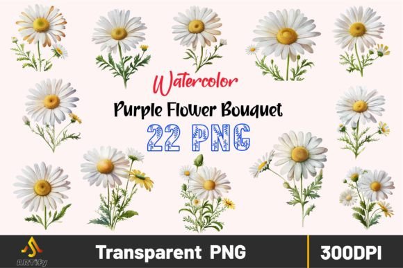 Download Watercolor Daisy Bouquets Floral Clipart - Floral clipart Collection