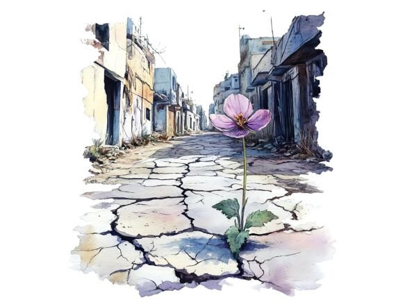 Download 10 Single Flower Cracked Asphalt Clipart - Single flower Collection