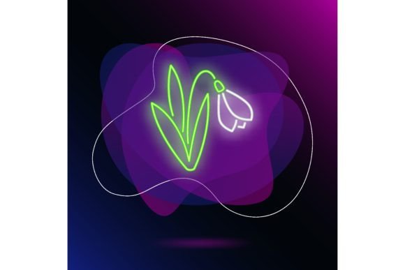 Download Snowdrop Neon Sign. Single Flower with G - Premium Bundle