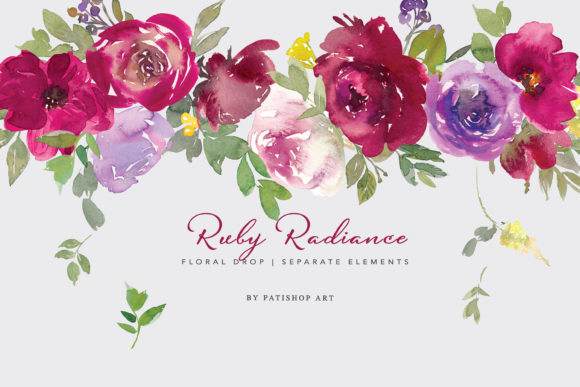Download Watercolor Burgundy Red Floral Clipart - Floral clipart Collection
