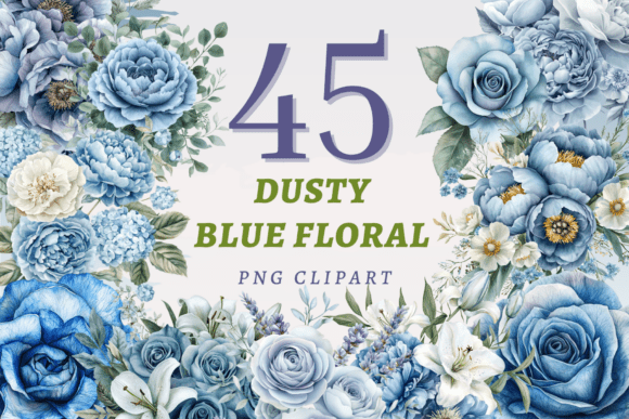 Download Dusty Blue Floral PNG Bundle - Floral png bundle Collection
