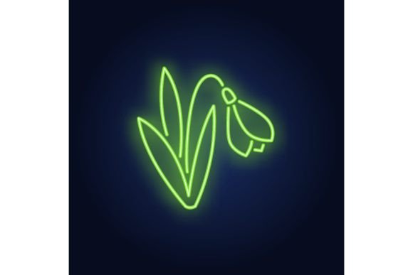 Download Snowdrop Neon Sign. Single Flower with G - Premium Bundle